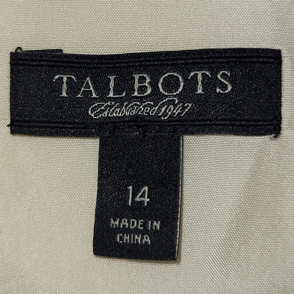 Talbots Womens Ivory 100% Silk Textured Applique Scoop Neck Blouse Top - Picture 4 of 5